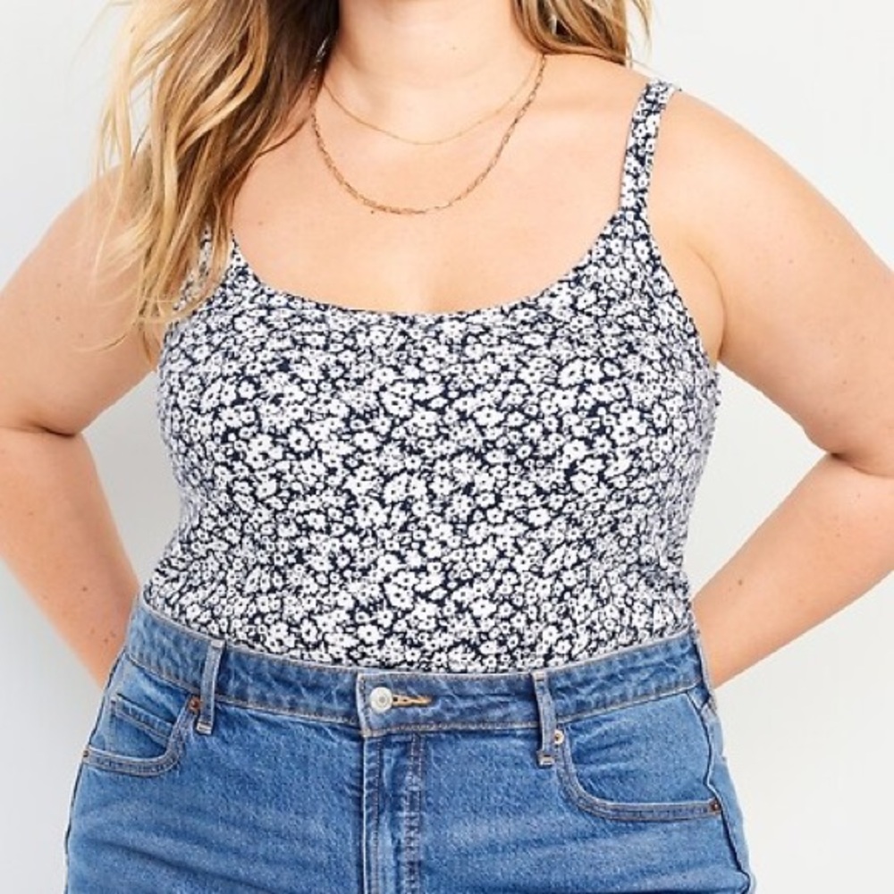 Old Navy Black and White Floral Camisole